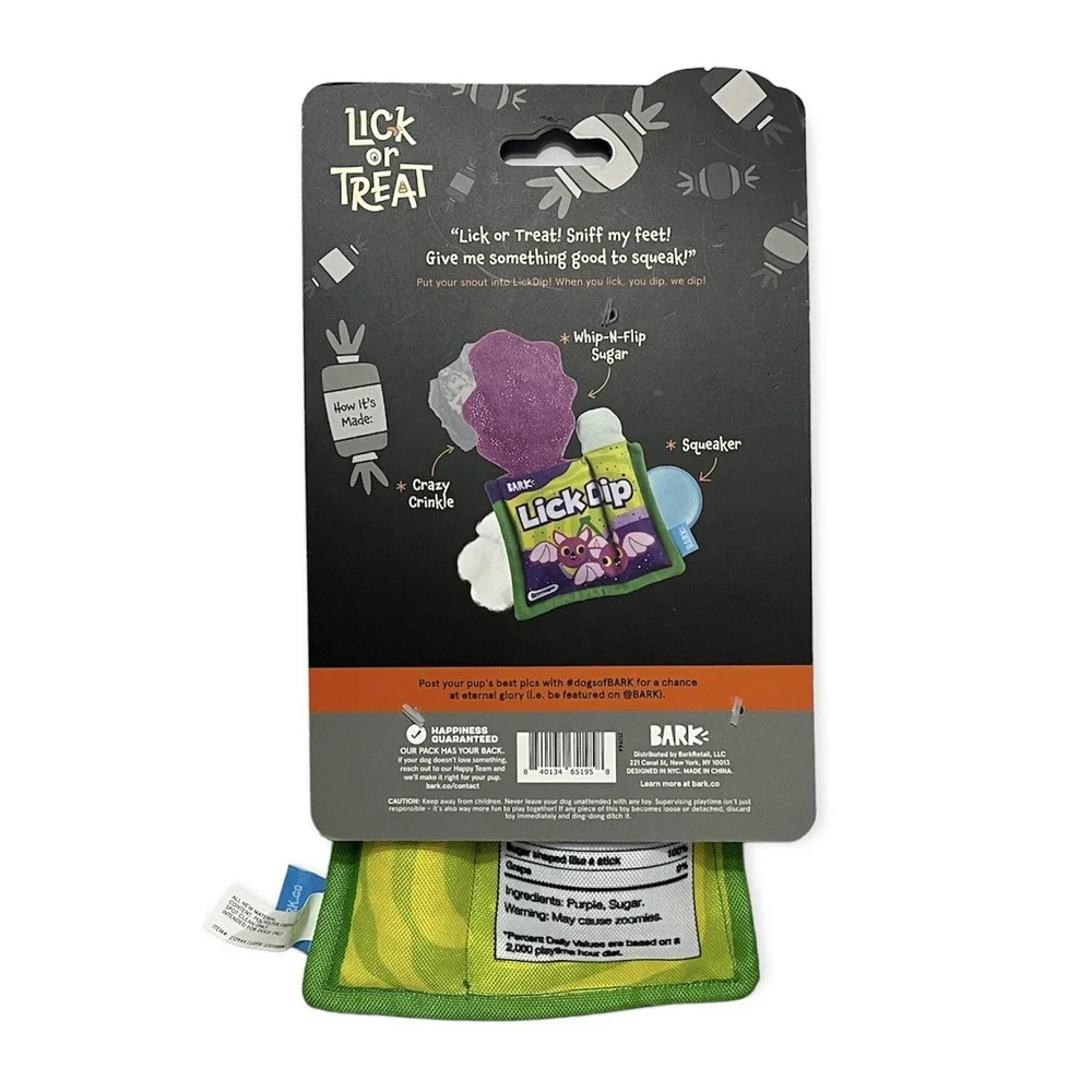 Bark Lick Dip Halloween‎ Candy Crazy Crinkle Squeaker Dog Toy Gift for Pet New